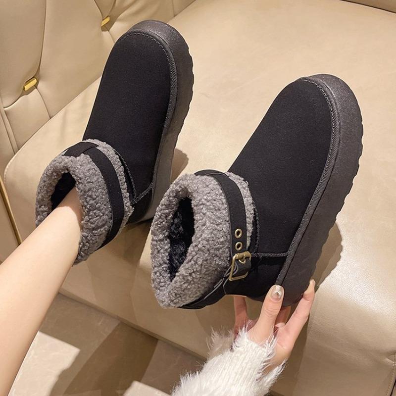 Large Size Fluffy Snow Boots for Women's Autumn and Winter New Velvet Thickened Large Cotton Warm Cotton Shoes Cotton Boots for Women