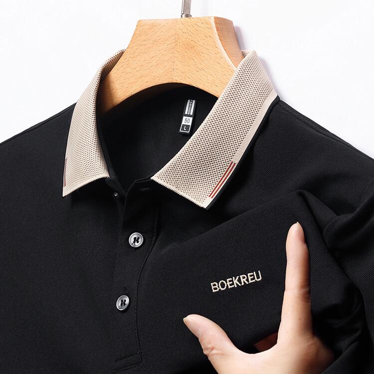 Einfarbiges Revers Kurzarm-T-Shirt für junge und mittelalte Männer Locker Lässig Poloshirt Oberteil