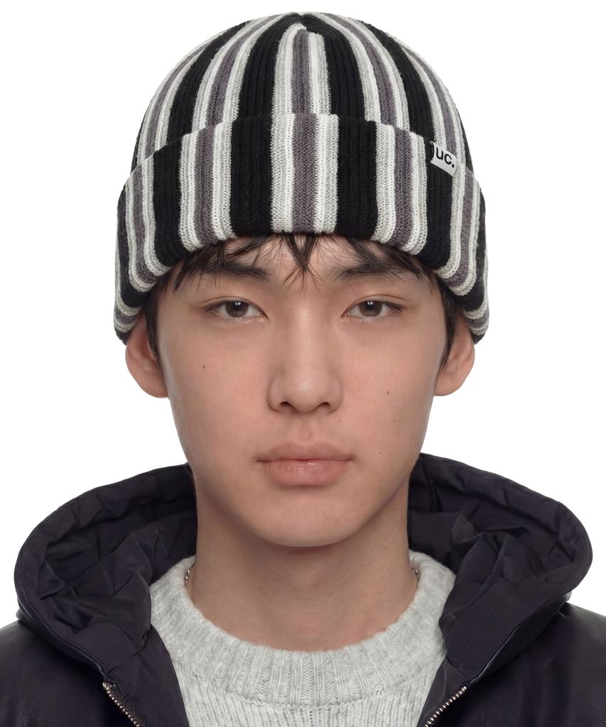 Eondeokeonteulol Striped Long Beanie Beanie / Vertical Stripe / Black
