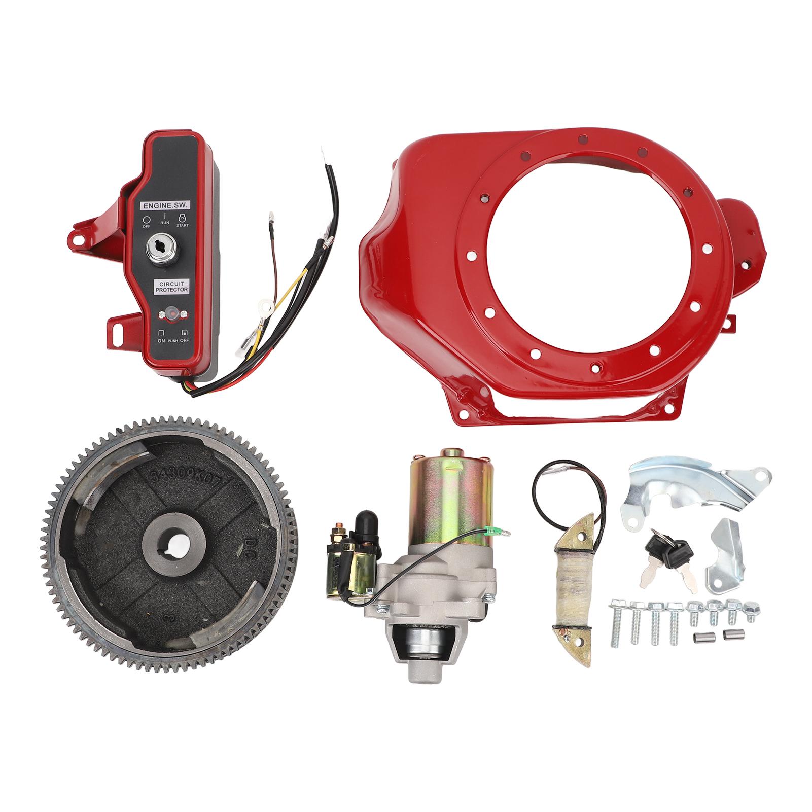 Igeteck Unisex Electric Start Kit Smoother Start Switch Starter Motor Ignition Flywheel Cover For Gx160 Gx200 5.5Hp 6.5Hp 4 Stroke