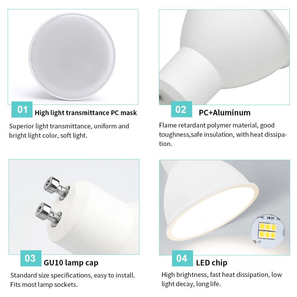 4-10PCS LED Spotlight GU10 AC220V 3W6W9W12W Is Suitable For Household Lighting LED Bulbs In Dining Room Bedroom Living Room