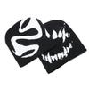 Streetwear Y2K Knitted Hat Halloween Brimless Beanie Cap Fashion Black White Pullover Cap  Gifts