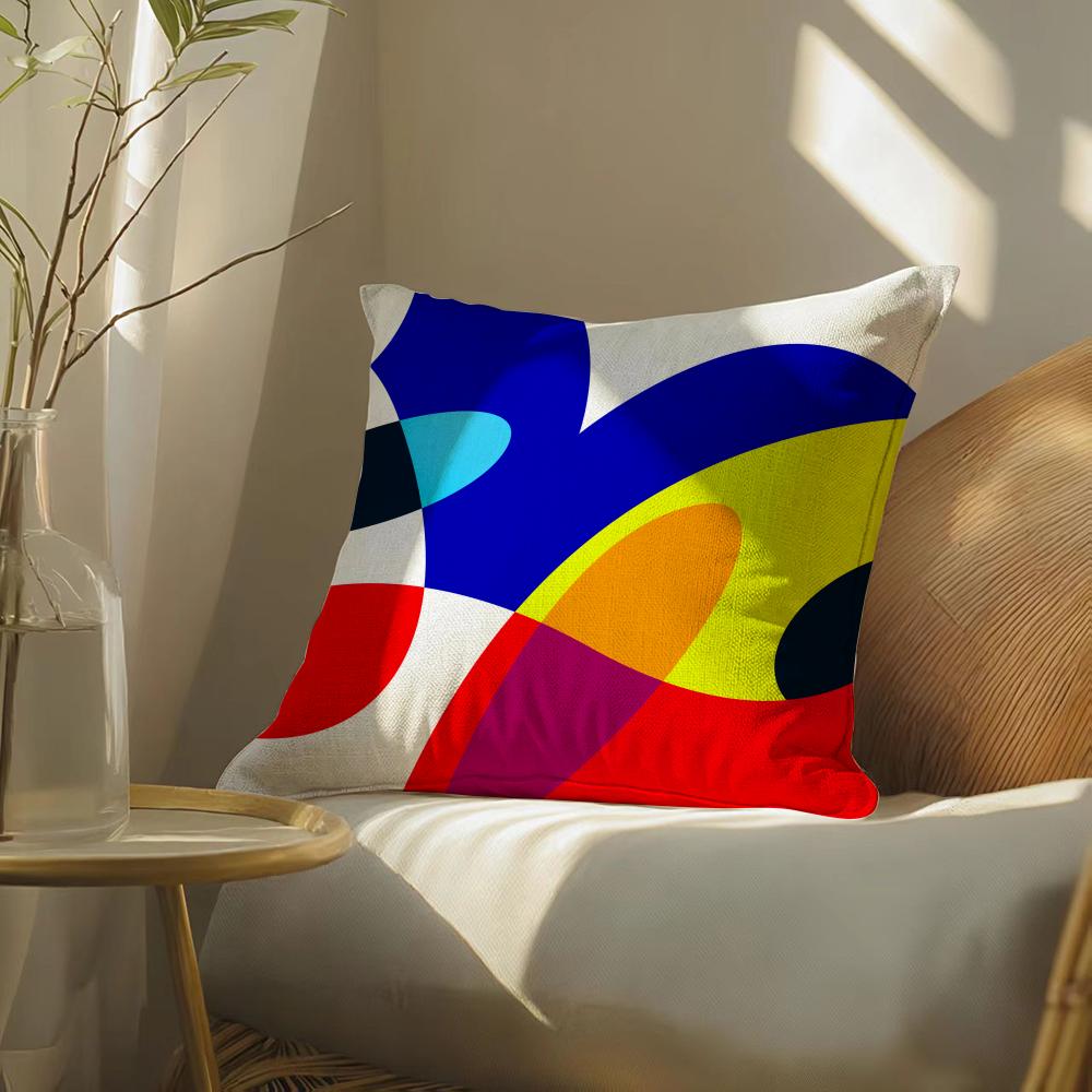 Abstractcurvecontrastingcolors Pillow Case Pillowcase, Double-Sided Printed, Sofa Cushion, Bedroom Headboard
