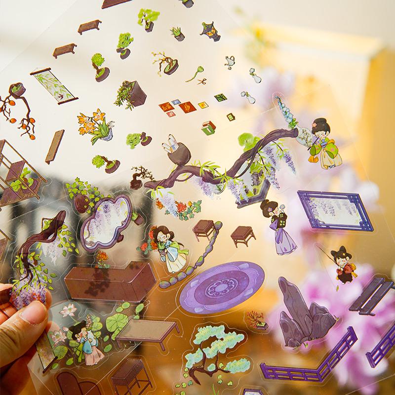 3D Landscape Sticker Chinese Style Leisure Elegant Architecture Series Vintage Scrapbook DIY Handbook Decoration For Notebook