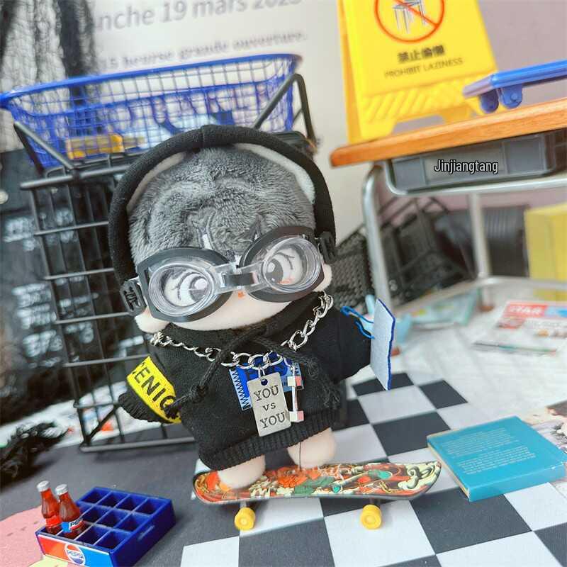 Lässiges Jungenpuppen-Outfit: Baumwollpullover & Brille für 10cm-20cm Puppen