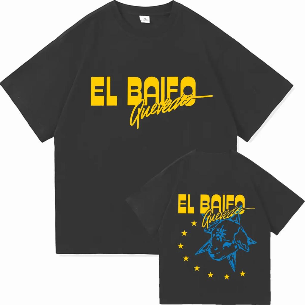 Rapper Quevedo 2026 El Baifo Double Sided Print Tshrit Mens Womens Comfort Cotton Summer Clothing Oversized Short Sleeve Tshrits