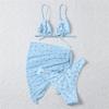 Yellow Floral Print Swimwear Mesh Cove Ups 3 Piece Bikini Set Damen Sexy Swimsuit Women 2025 Beach Wear Bikinis Swimming Wear