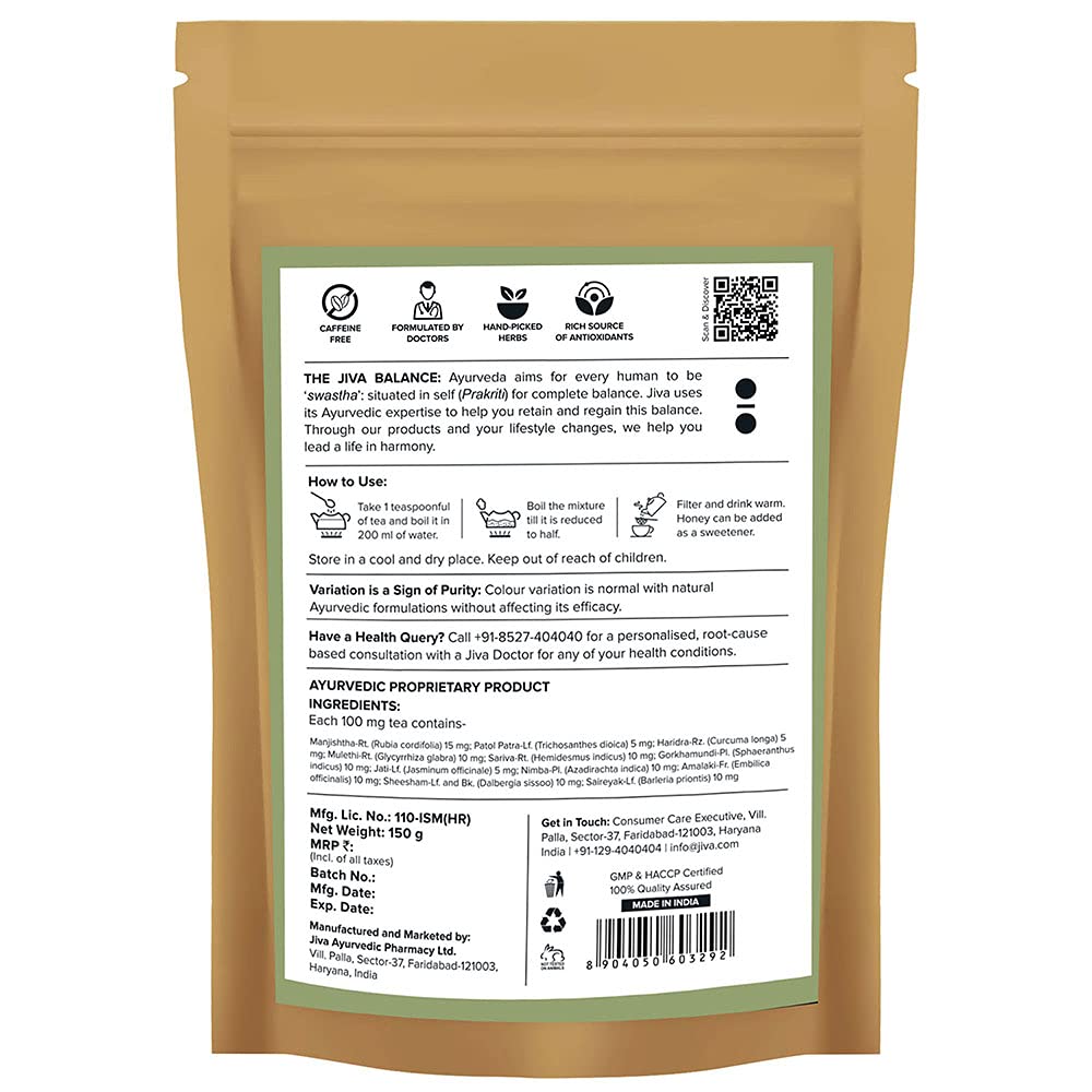 Jiva Skin Tea 150gm Ayurvedic Caffeine-Free Herbal Tea for Healthy Glow and Skin Purification
