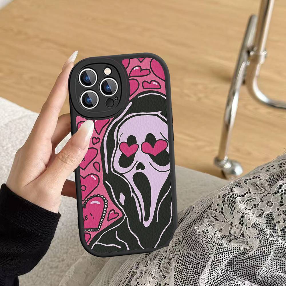 Ghost Face Art Scream Phone Case For IPhone 16 15 14 13 Pro Max 11 12 Plus Leather Silicone Cover