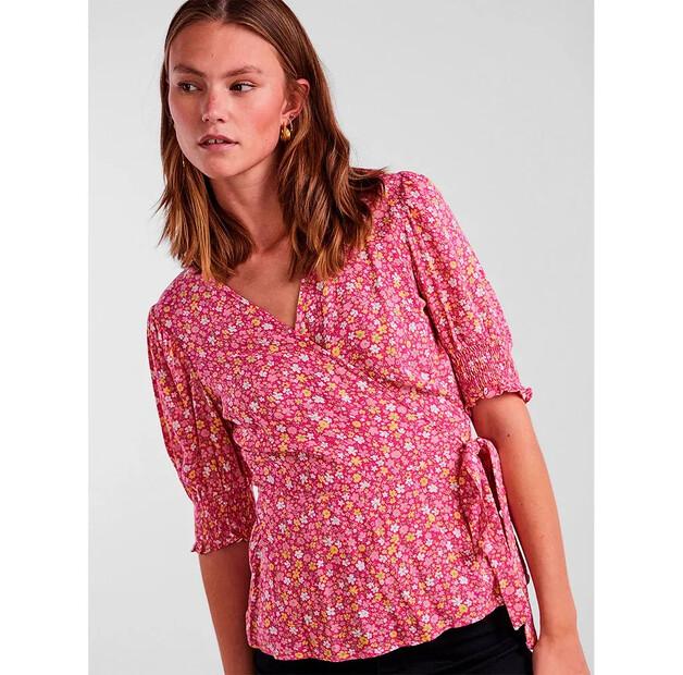 Pieces Tala 2/4 Wrap Short Sleeve Blouse