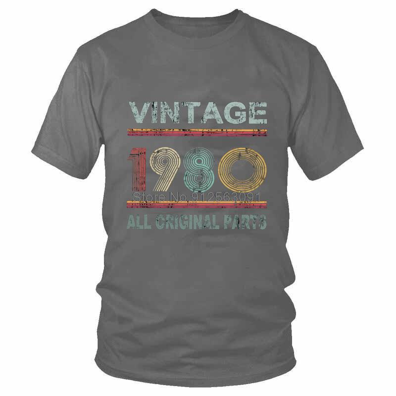 Male Vintage Born In 1980 TShirt Novelty All Original Parts 41 Years Old 41th Tshirt Short Sleeve Cool T Shirt Cotton Tee Tops