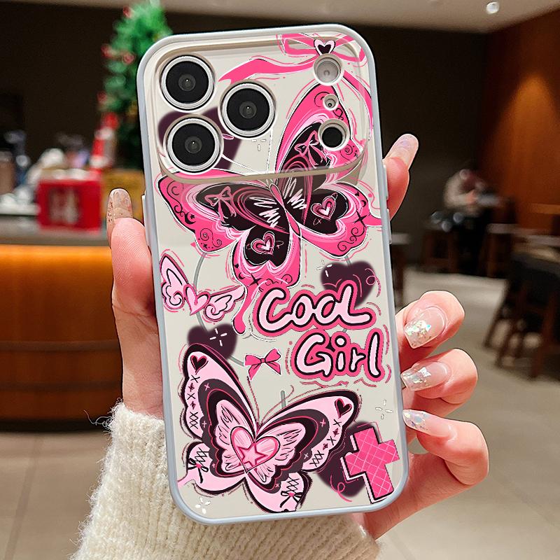 Cool Girl Butterfly Painting For iPhone 17 Pro Max Funda iPhone 16 15 14 13 Pro Max Skin Feeling Magnetic For Magsafe Shockproof Bumper Cover
