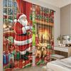 Christmas Santa Tree Pet Curtains Polyester Light Blocking Living Room Bedroom Decor Set Of 2 Made With Rod Pocket Machine Washable