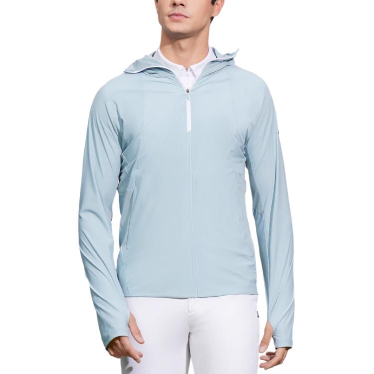 FILA Golf Series Solid Color Knitted Hooded Long Sleeve Jacket Men Jackets Misty-Green A11M425508F-QT