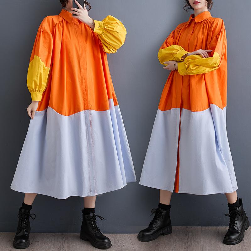 Весенне-летнее женское модное повседневное платье-рубашка больших размеров с длинными — фото 3