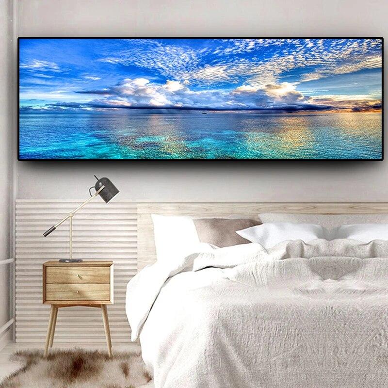 Natural Sunset Could Lake Landscape Posters and Prints Canvas Painting Mediterran Scandinavian Wall Art Picture for Living Room No Frame
