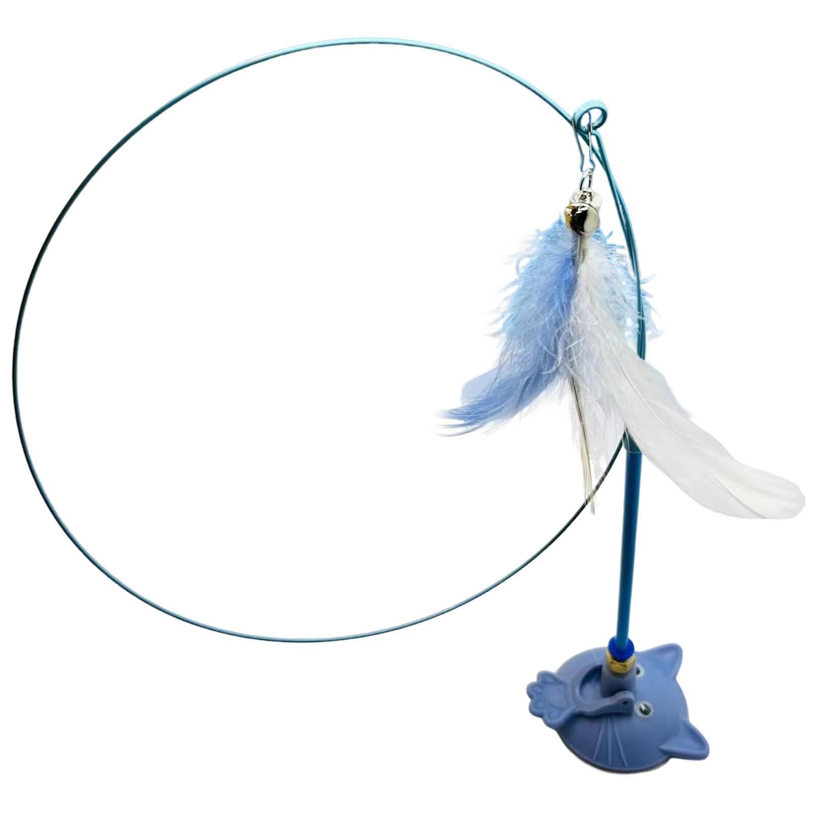 Cat Teaser Wand With Suction Cup Base And Replaceable Colorful Wire Heads For Indoor Play