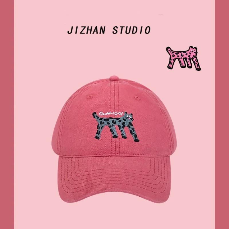 Cute spotted cat baseball hat women's spring summer new versatile student beige cap summer