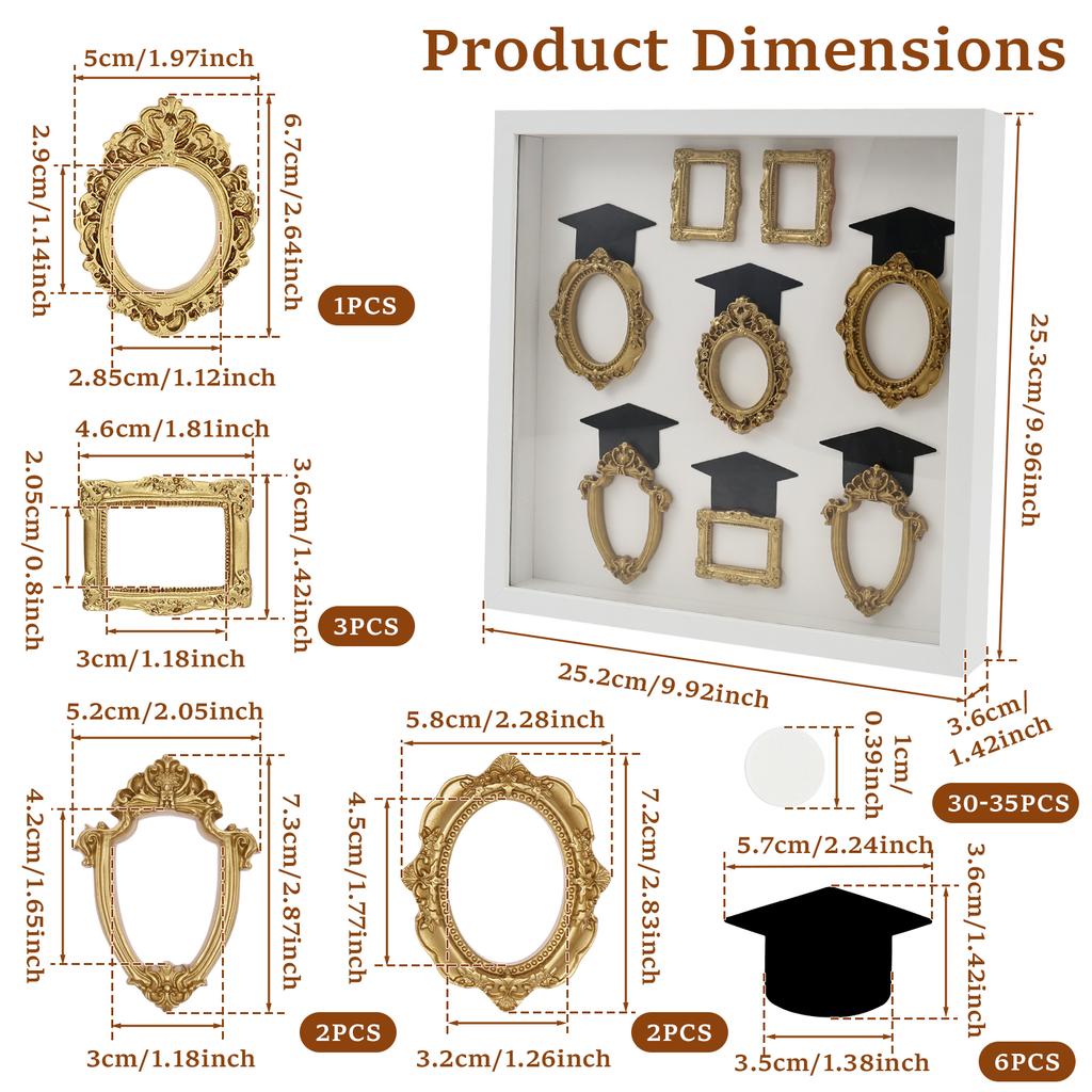 Mini Museum Photo Album Mini DIY Museum Silhouette Box Stylish Creative Memory Display Kit with Miniature Statue and Gold Frame