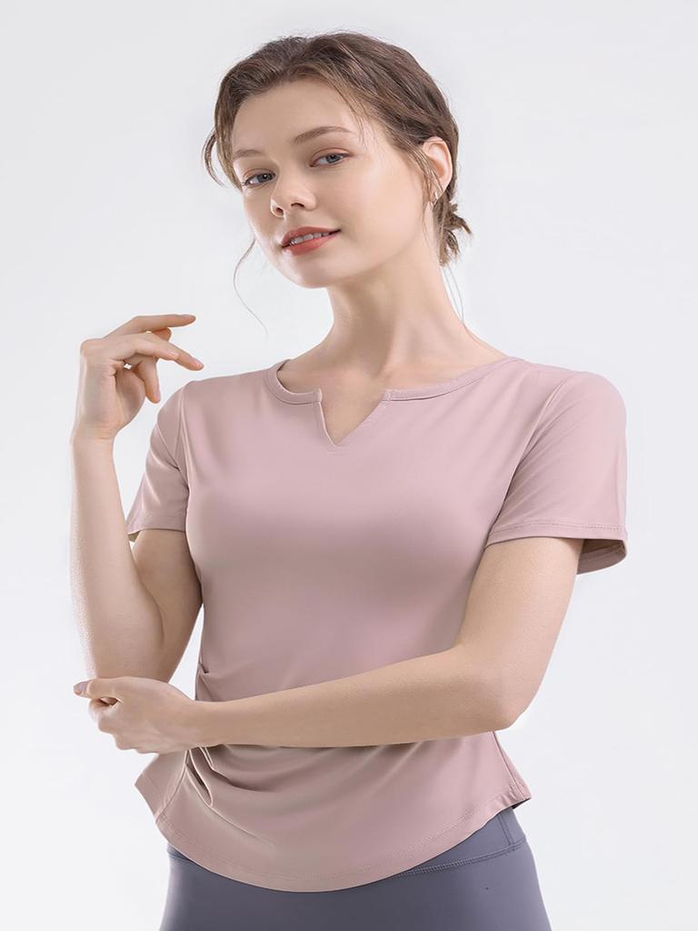 Yuoku Yoga Short Sleeve Sports Stretchy Women's Wear, Top, Fitness, Shirt, Figure-Contoured, Sweat-Wicking, Quick-Drying, Stretchy, Workout,