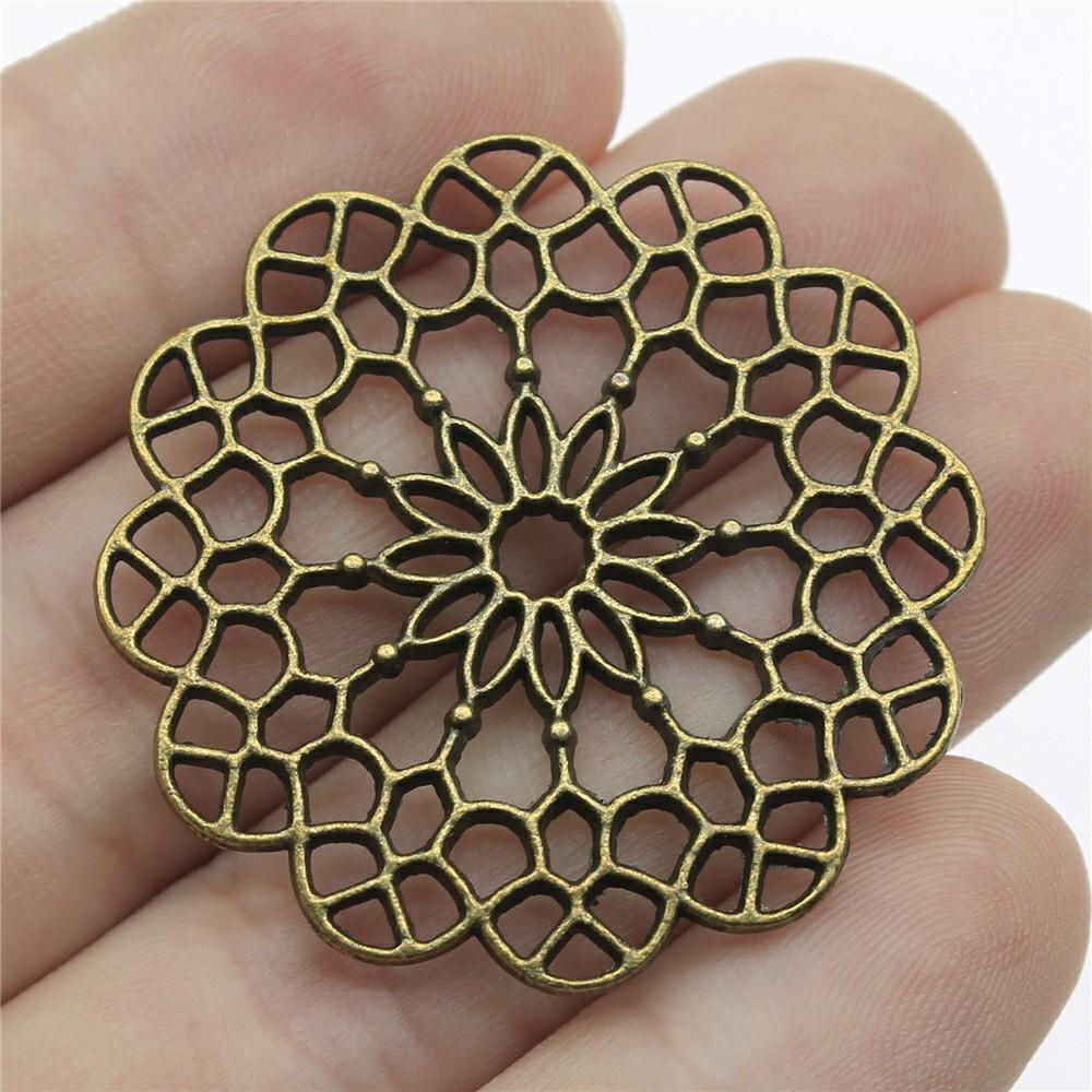 

2pcs Big Size Round Hollow Flower Charms Pendant For Jewelry Making Necklace Earring Making