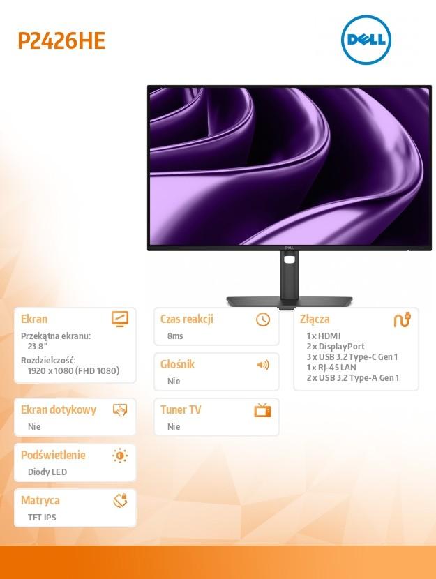 Monitor P2426HE 24-inch IPS FHD (1920x1080)/16:9/HDMI/2xDP/2xUSB/3xUSB-C/RJ45/3Y