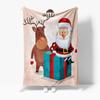 Santa Claus Reindeer Christmas Blanket Cozy Throw Soft Warm Holiday Home Decor Gift Festive Flannel Bedspread Kids Room Decor