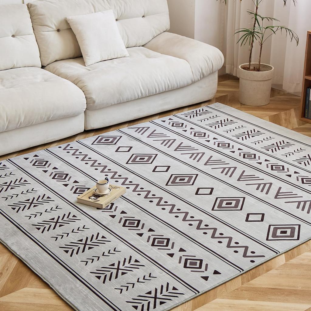 HARUMIN Nordic Stylish Rug with Elegant 12mm Thick and Suitable for and Bedroom Features a Geometric and Suitable for All Also Suitable for Bedrooms
