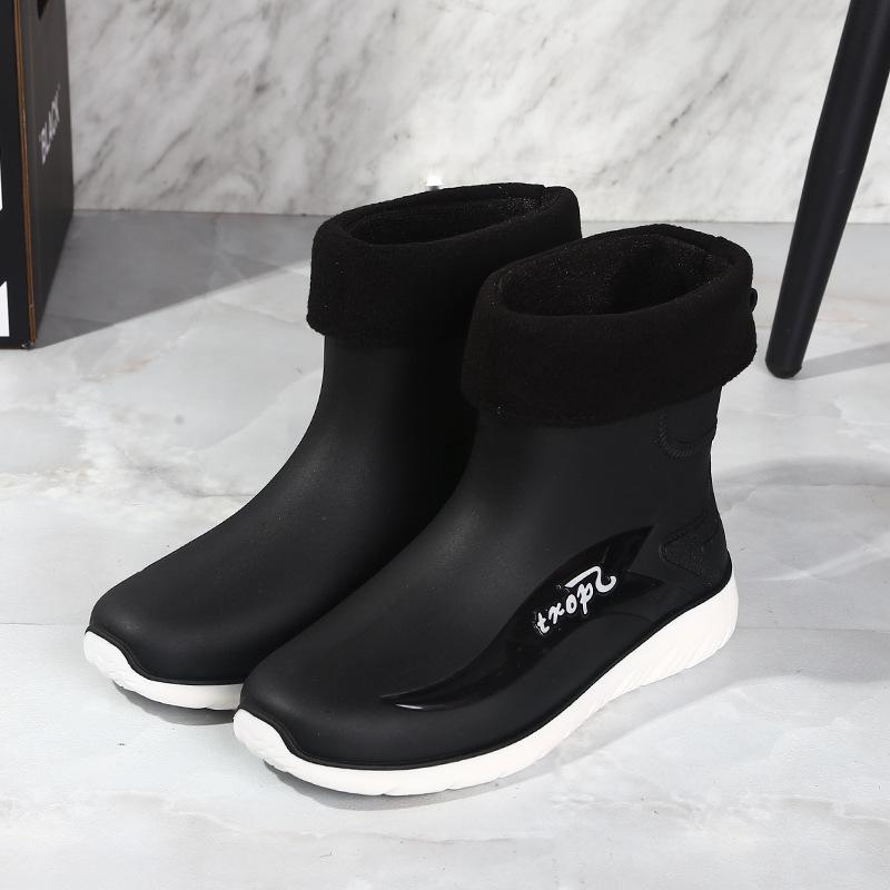 New Thick-soled Velvet Warm Fishing Special Rain Boots Rubber Shoes Waterproof and Non-slip Water Shoes Men's Rain Shoes Short Tube Thickened