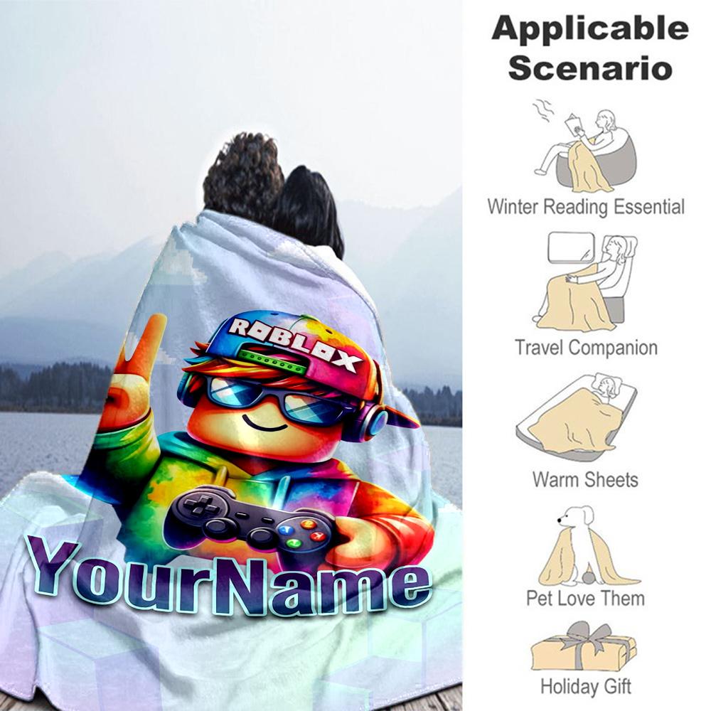 Roblox 117 Customize Your Name Blanket Multi-purpose Customizable Blanket Durable Comfort Great for Living Room Office Seaside Picnics