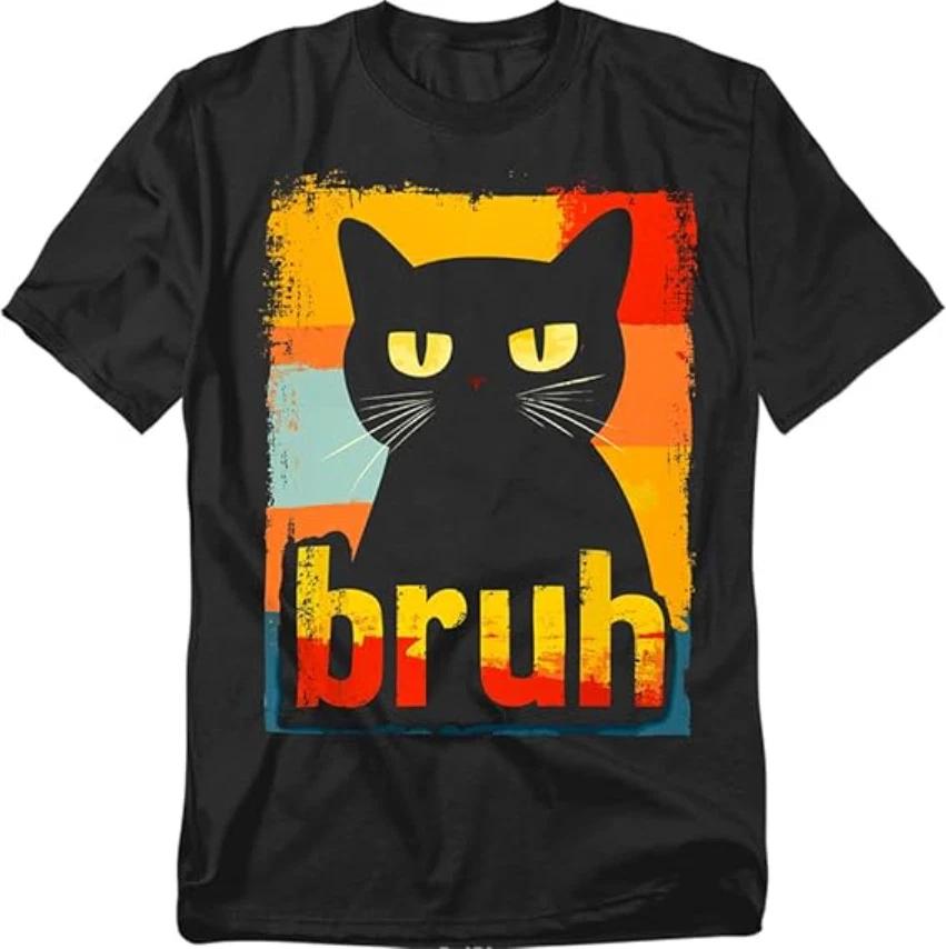 Popfunk Black Cat Bruh T Shirt – Funny Cat Meme Tee S