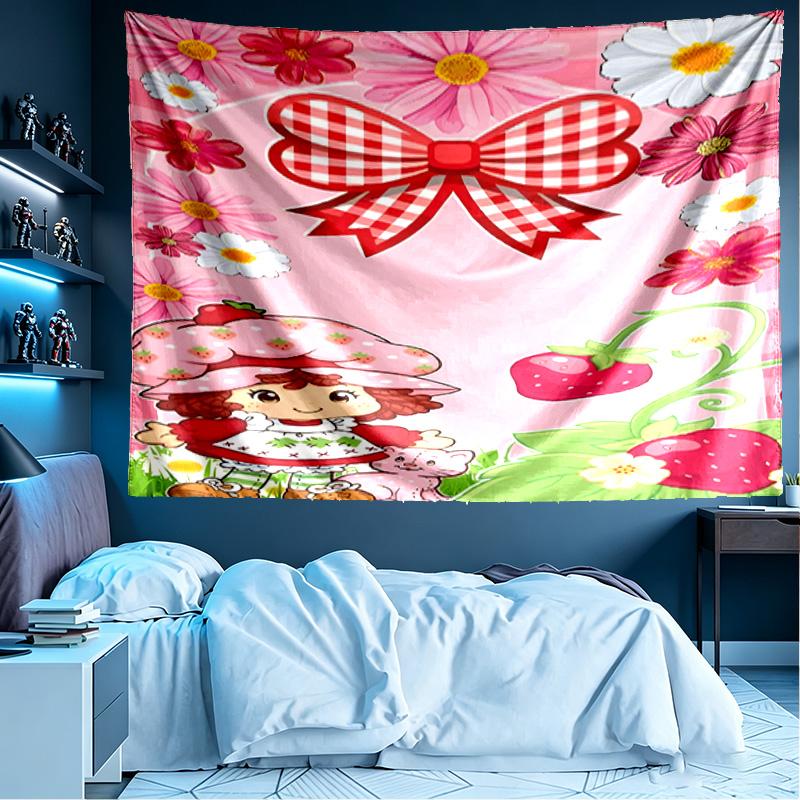 Strawberry Shortcake Print Tapestry, Lightweight Wall Hanging, for Bedroom, Dorm, Living Room, Home Art Decor, Birthday Christmas Gift for Friends