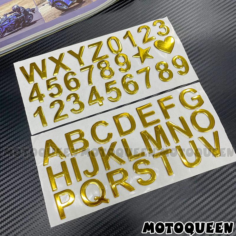 

3D Resin Gel Arab Number English Letter Digital Car Styling DIY Word Badge Logo Decoration 28mm Height Address Decals Stickers золотистий