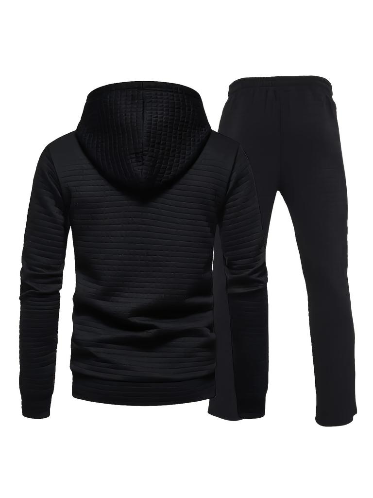 Men's Outfit Set Solid Long Sleeve Hoodie and Drawstring Sweatpants 2-piece Set for Spring Summer Outdoor Jogging Gym Workout