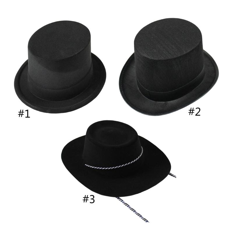 Dress Up Magician Top Hat for Adult Theme Party Hat with Roll Trim Costume Gentleman Top Hat HippiesHat Stage Hat