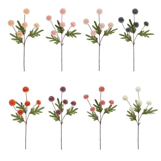 Faux Silk Pompon Mum Artificial Flowers 5 Heads Autumn Ball Chrysanthemum