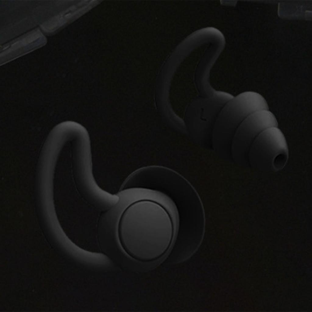 1 Pair Silicone Waterproof Earplugs Noise Reduction Ear Plugs for Sleeping Swimming Learning Black