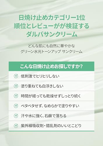 [d'Alba Official] Grüne Tone-Up Sonnencreme (35ml) d'Alba Make-up Primer, Langanhaltend, Glanzresistent, Sonnenschutz, Base Make-up, Abdeckend