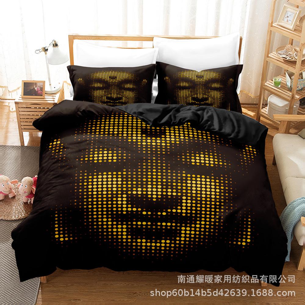 3D Digital Printing Bedding Four-Piece Set Three-Piece Set Buddha Statue Bed Sheet Quilt Pillow