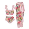2024 Multicolor Print One-Piece Swimsuit and Matching Skirt: European and American Fashion Bikini Set