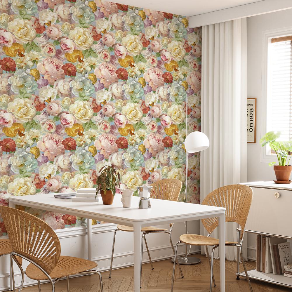 Pink Watercolor Floral Vinyl Wallpaper Chic Peel And Stick Flower Wall Decor Elegant Flower Wallpaper For Living Room Bedroom