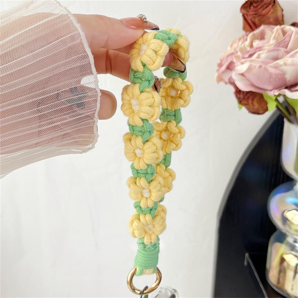 Luxusní Pletený Klíčenka na Zápěstí Květinová Klíčenka Popruh na Klíče Náramek Klíčenka Boho Květinová Sedmikráska Květinová Roztomilý Svatba Dárek