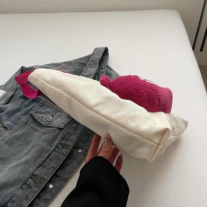 New Cute Panda Doll Bag Shoulder Bag Canvas Bag Large Capacity Tote Bag Underarm Bag Plush Bag