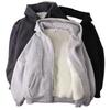 Herren Koreanischer Stil Dicke Kapuzenjacke: Lockere Passform, Mit Samt gefüttert, Reißverschluss-Kapuzenpullover für Herbst/Winter.