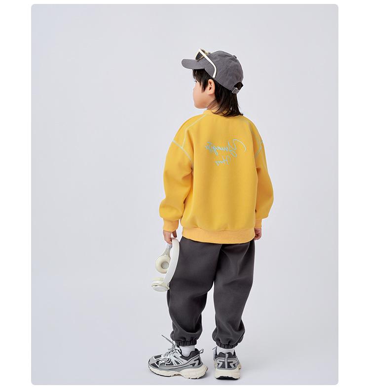 2025 Spring & Autumn Kids' Korean Fashion Sweatshirt: Boys' Long-Sleeve, Round Neck Pullover for Big Kids