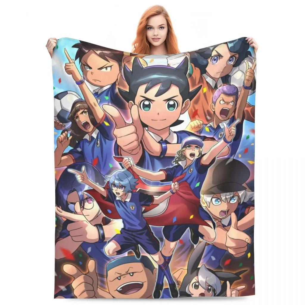 Inazuma Eleven Decken Flanell Textil Dekoration Videospiel Sportspiel Atmungsaktiv Weich Überwurfdecken für Zuhause Reise Steppdecke