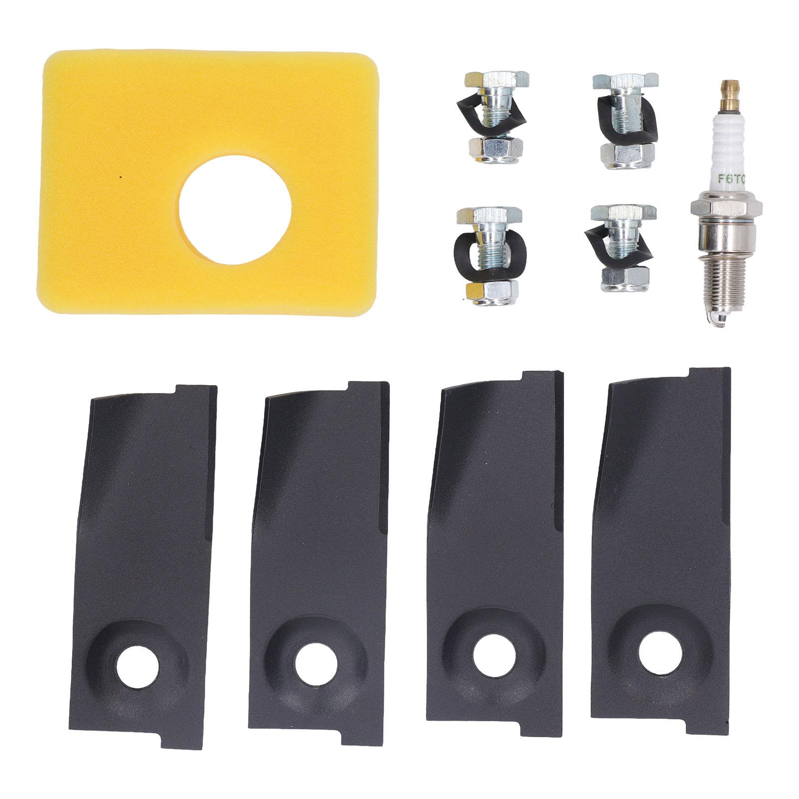 Konnwei 18Inch Lawn Mower Blades Spark Plugs Air Filter Replacement Kit For 450E 500E 550E 550Ex Motor
