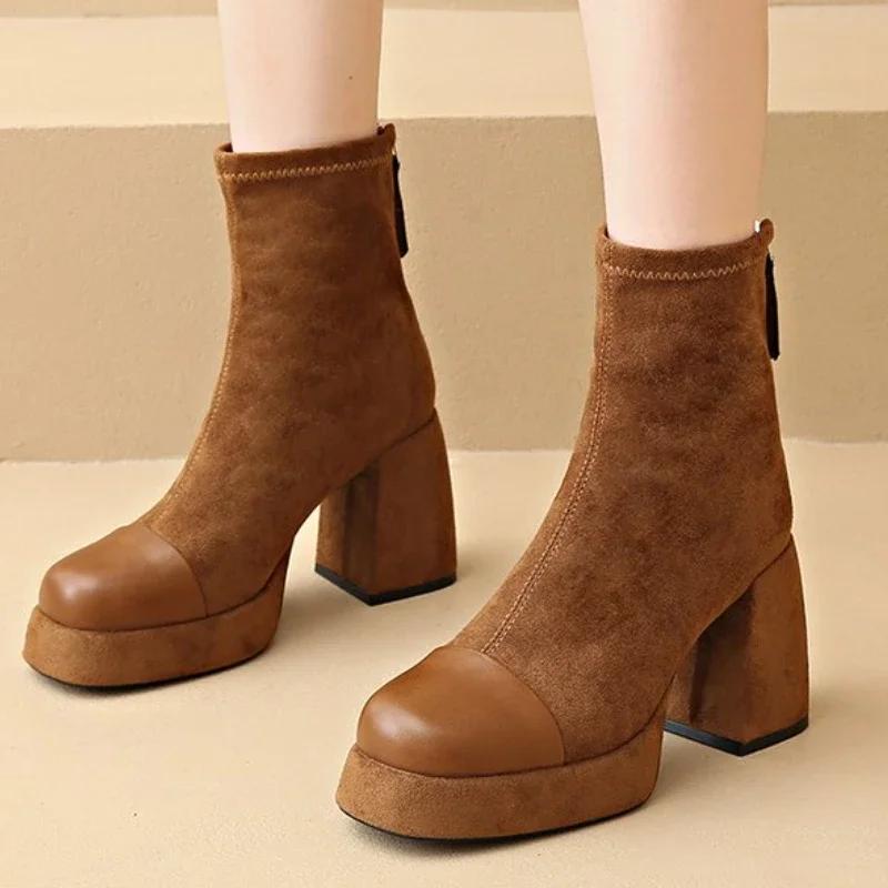 Fashion 2024 Designer Winter Women Modern Ankle Boots Casual Short Booties Ladies Platform Thick High Heels Shoes Dimension 34-40