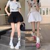 Women's High Waist A-Line Mini Skirt Solid Color Tiered Puffy Balloon Skirt Casual