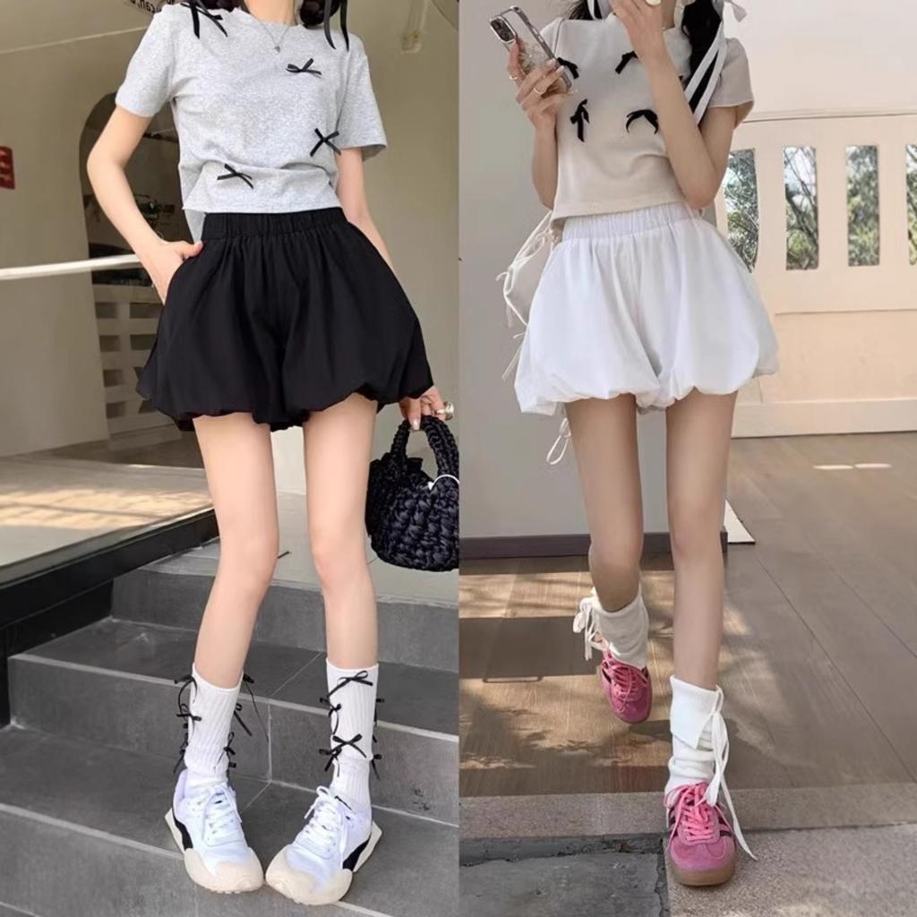 Women's High Waist A-Line Mini Skirt Solid Color Tiered Puffy Balloon Skirt Casual